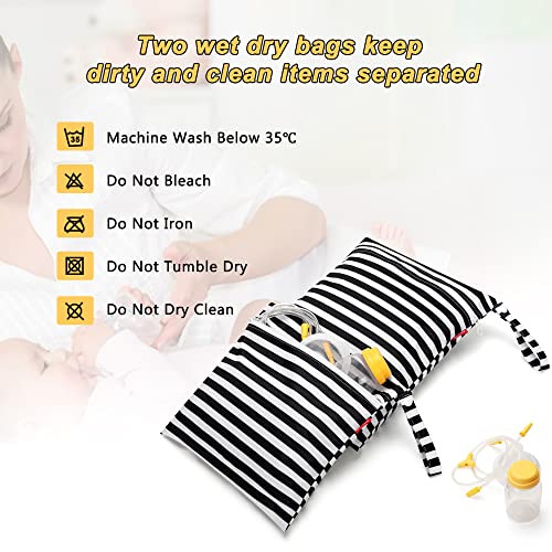 Damero Breast Pump Parts Bag with Place Mat, Black Strips - color: Black Strips