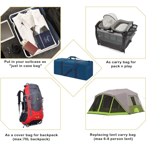 iFARADAY Foldable Duffel Bag Lightweight, 30 inch / 75L, Royal Blue - color: Blue-75L(with shoulder strap)