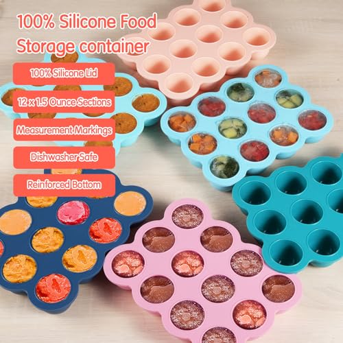 Silicone Freezer Tray with Lid, 1.5oz x 12 Pods (Gossamer Pink) - color: Gossamer Pink (12 x 1.5 OZ)
