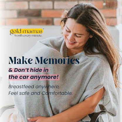 Gold Mamas 100% Cotton Nursing Cover for Breastfeeding - color: Gray/CottonFabric