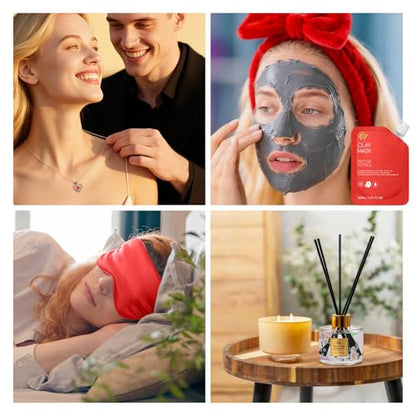 35 Pcs Gift for Women, Red Rose Bath & Body Basket Gift, Spa Gift Basket