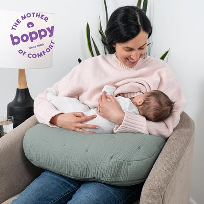 Boppy Nursing Pillow, Cotton Muslin Ergonomic Breastfeeding Support Pillow - color: Luxe - Sea Green Muslin