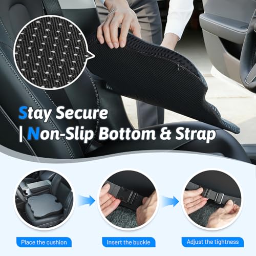 Wedge Car Seat Cushion for Better Visibility & Sciatica Pain Relief - color: Gray