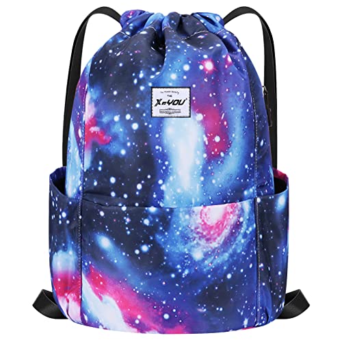 XEYOU Drawstring Backpack Bag Sport Gym Sackpack Beach Cinch Bag - color: Colorful Sky
