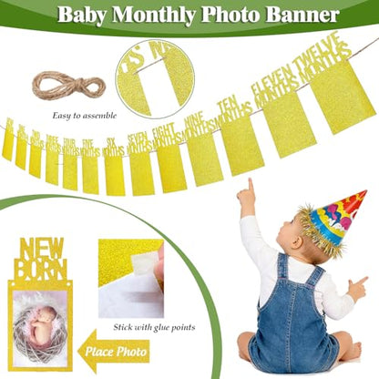 Baby Boy Monthly Milestone Blanket Set 60"x40" Photo Backdrop
