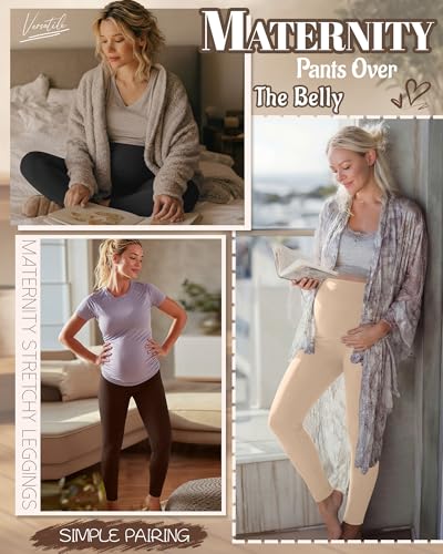 3 Pack Women's Maternity Pants Home Lounge Pajamas - color: Black, Coffee, Apricot, size: Medium