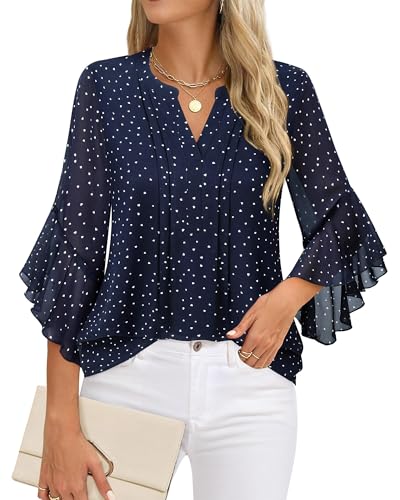 Timeson Women's 3/4 Sleeve Top - color: Blue, size: X-Large