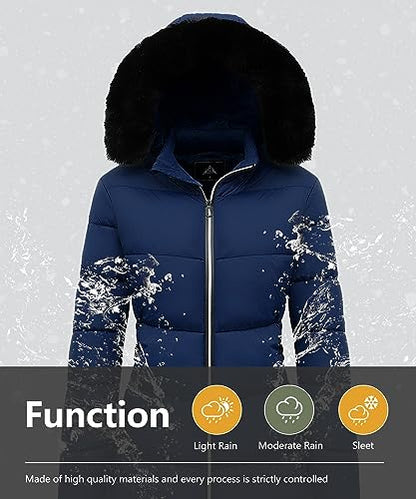 Women's Long Warm Winter Puffer Jacket Lightweight Fashions Down Coats - color: Dark Blue, size: 3X-Large