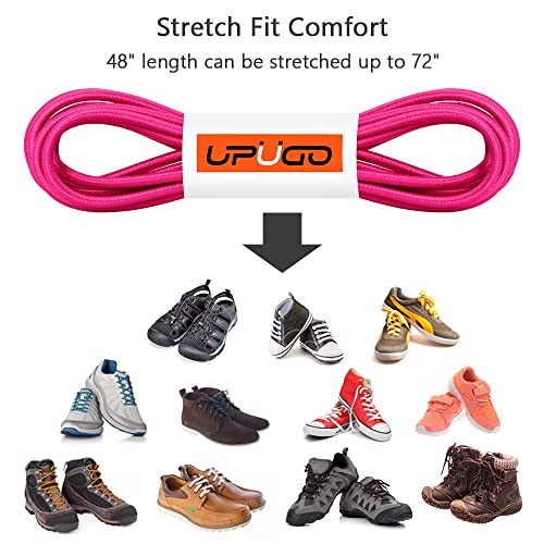 UpUGo Elastic Shoe Laces, No Tie Shoe Laces for All Ages, One Size Fit All - color: Plain Hot Pink, size: 1 pair