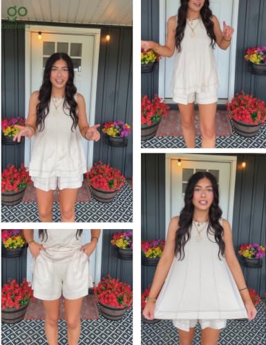 Womens 2 Piece Lounge Set Tank Top and Shorts - color: Beige, size: X-Small