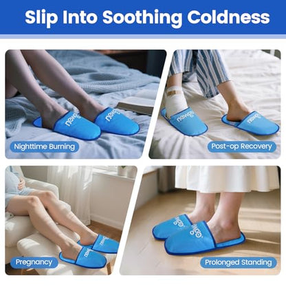 NEWGO Foot Ice Pack Slippers for Plantar Fasciitis, FSA Eligible, 2 Pack