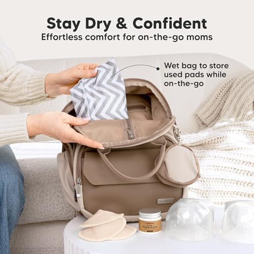 Organic Nursing Pads, 14 Washable Breast Pads,Wash Bag (Bare Beige, L 5") - color: Bare Beige, size: 14pk, L 5"