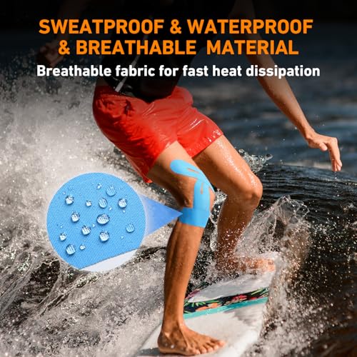 KTQUICK Precut Kinesiology Tape for Knees,24 PCS,20% Stronger Adhesive,Blue