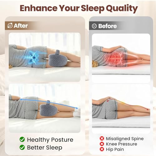 Memory Foam Knee Pillow for Side Sleepers with Strap, Gray - color: Gray