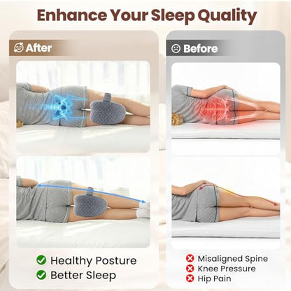 Memory Foam Knee Pillow for Side Sleepers with Strap, Gray - color: Gray