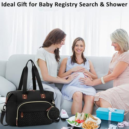 Tenot Diaper Bag Tote, Baby Diaper Bag with Pacifier Case Black - color: Black, size: Large