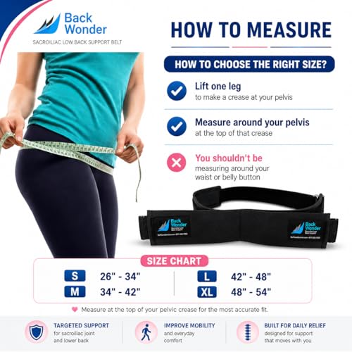 SI Belt - Enhanced Comfort Sacroiliac Joint Support Belt for Men & Women | Ideal for Sciatica & Lower Back Pain Relief | For Daily Use & Physical Activities (Small) - size: Small