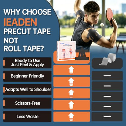 Precut Kinesiology Tape for Shoulder, 20 Pcs, Black - color: Black, size: 20 Pcs