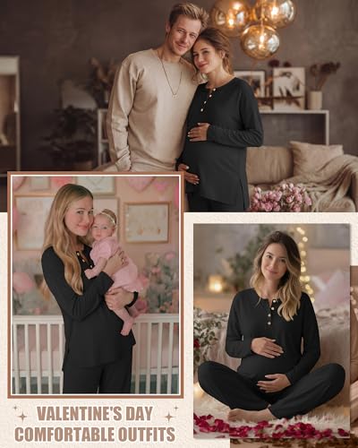Women's Maternity Pajamas Sets - color: Black, size: Medium