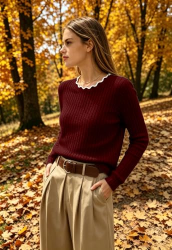 WIHOLL Womens Long Sleeve Shirts Lightweight Tunic Fall Top Sweaters 2026 - color: 03-red, size: Medium