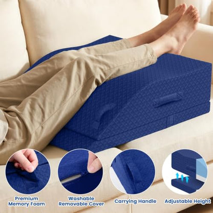 Elevation Pillows for Leg After Surgery, Adjustable Wedge Pillow, Blue - color: Blue
