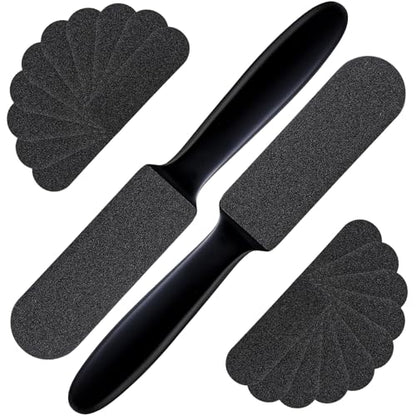 Mudder 2 Pack Pedicure Foot Files with 20 Replaceable Refill Pads,Black - color: Black
