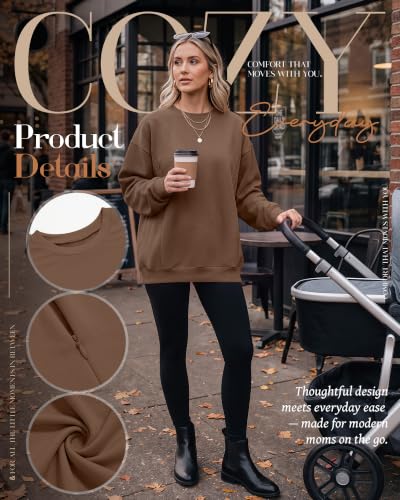 Locoowai 2 Pack Women's Oversize Nursing Sweatshirts - color: Brown, Black, size: Medium