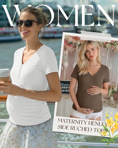 3 Pack Women's Maternity Shirts - color: Black, White, Coffee, size: Small