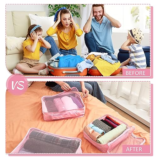 Silkfly 12 Pcs Packing Cubes for Travel,XL, L, M,Classic,Pink - color: Pink, size: XL, L, M, style: Classic