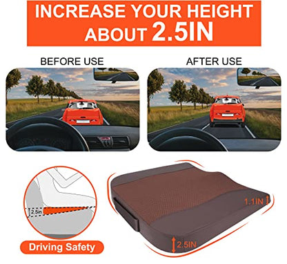 Lofty Aim Car Seat Cushion, Memory Foam Car Seat Cushions for Long Driving - color: Brown