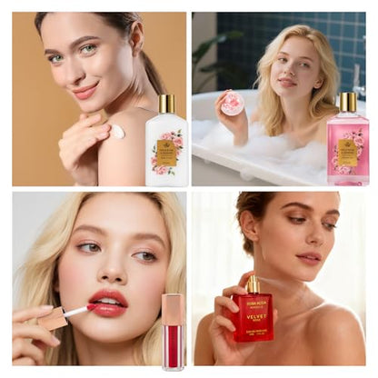 35 Pcs Gift for Women, Red Rose Bath & Body Basket Gift, Spa Gift Basket