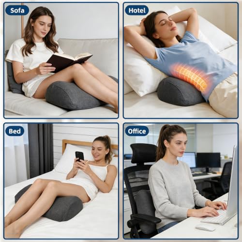 Ergonomic Memory Foam Knee Bolster Pillow for Back Sleeping - color: Dark Grey