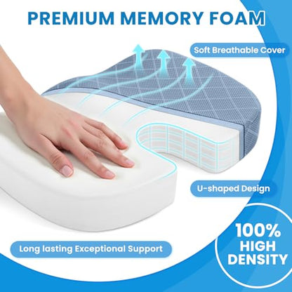 TushGuard Memory Foam Office Chair Seat Cushion - Light Blue, Large - color: Light Blue, size: Large