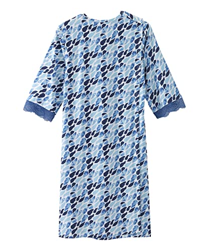 Silverts Women's Adaptive Open Back V-Neck Nightgown, Assisted Dressing - color: Light Blue Medley, size: X-Large