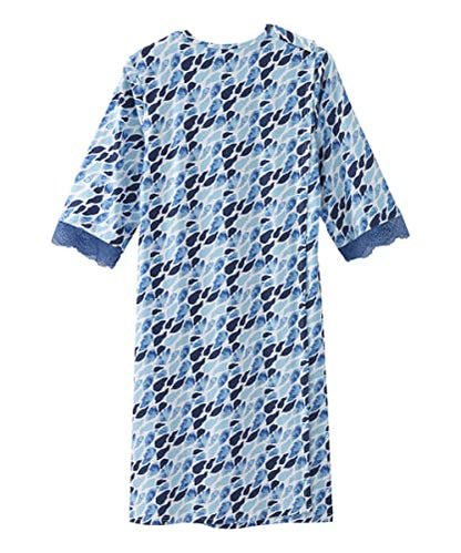 Silverts Women's Adaptive Open Back V-Neck Nightgown, Assisted Dressing - color: Light Blue Medley, size: X-Large