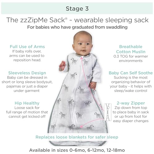 Amazing Baby Muslin Sleeping Sack - color: Blue Dots, size: Medium (6-12 Month)