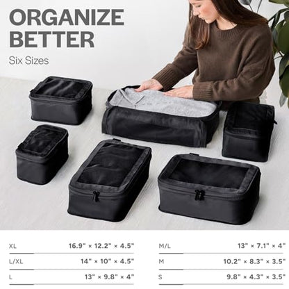 Aerotrunk Compression Packing Cubes for Travel, 6-Pack, Black - color: Black, size: 6-Pack