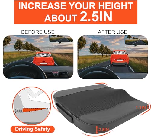 Lofty Aim Car Seat Cushion, Memory Foam Car Seat Cushions for Long Driving - color: Obsidian Speck Black