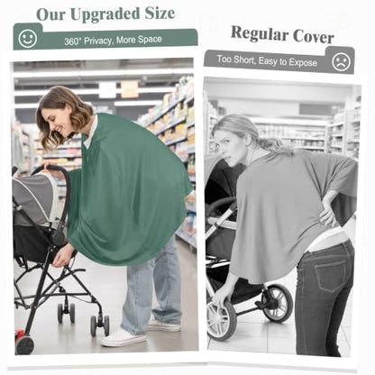 Basumee Nursing Cover for Breastfeeding Breathable Mesh 360 Full Privacy - color: Dark Sage, size: 1 Pack