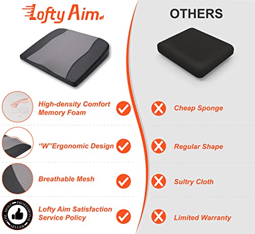 Lofty Aim Car Seat Cushion, Memory Foam Car Seat Cushions for Long Driving - color: Black&gray