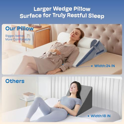 3PCS Wedge Pillow, Orthopedic Wedge Pillow for Acid Reflux, Back Support - size: 24*24*12inch 3PCS