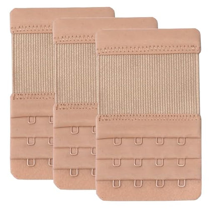 Women's Bra Extenders 4 Hook / 3 Hook / 5 Hook / 2 Hook Soft Comfortable Stretchy Bra Extension Strap - color: Beige, 4 Hook 1/2 Inch Spacing