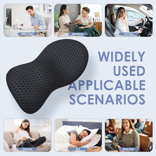 kasney Lumbar Support Pillow for Office Chair, Back Pillow, Black - color: Black