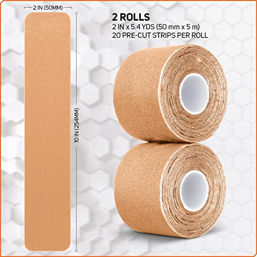 Care Science Waterproof Tan Kinesiology Tape, 40 Precut Strips, 2 Rolls - color: Tan Precut