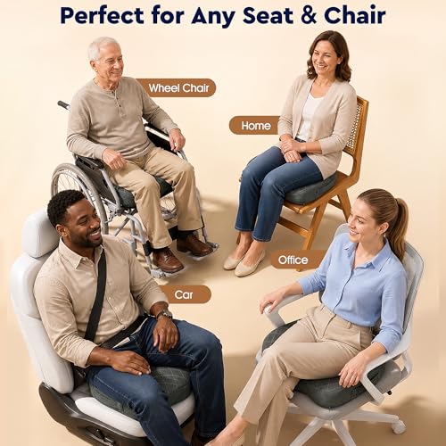 TushGuard Seat Cushion, Memory Foam Office Chair Cushion - Grey, Large - color: Grey, size: Large