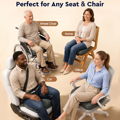 TushGuard Seat Cushion, Memory Foam Office Chair Cushion - Grey, Large - color: Grey, size: Large