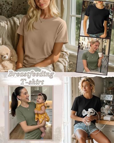 3 Pack Women's Nursing Shirts - color: Khaki, Army Green, Black, size: X-Large