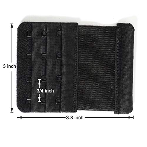 Women's Bra Extenders 4 Hook / 3 Hook / 5 Hook / 2 Hook Soft Comfortable Stretchy Bra Extension Strap - color: 6 Pieces Black, 4 Hook