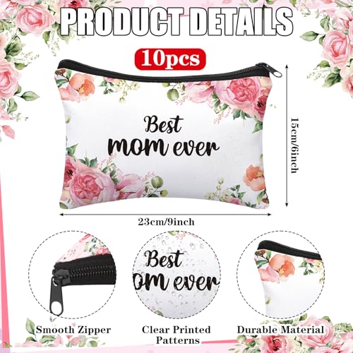 Tallew 10 Pcs Best Mom Ever Makeup Bags Gifts, Rose - style: Rose