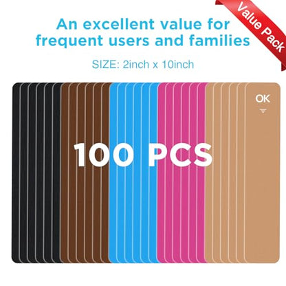 OK TAPE 100Pcs Precut Kinesiology Tape Strips, Elastic Athletic Tape - color: Mixed